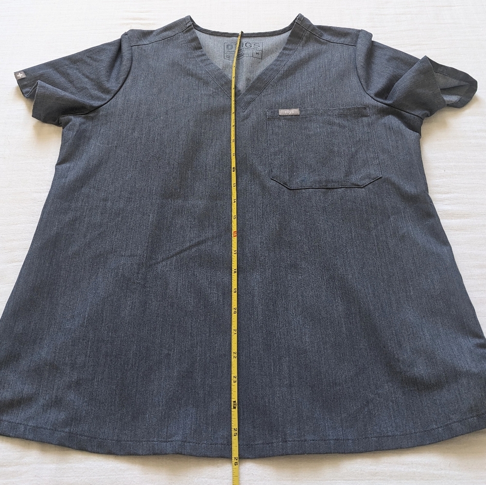 FIGS Scrub Set Heather Denim Catarina Top Yola Skinny Pants M Petite Stretch - Picture 12 of 15